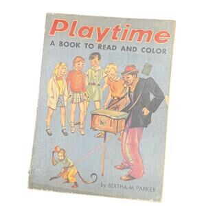 📚 Bertha M Parker Playtime Vintage Kids Coloring Book Whitman Retro Nursery